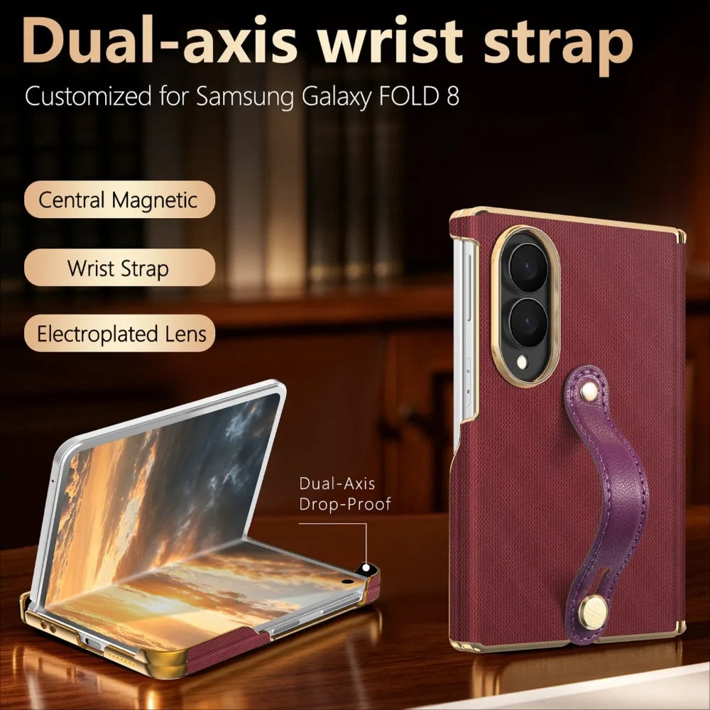 Samsung Galaxy Z Fold 8 Leather Wrist Strap Case