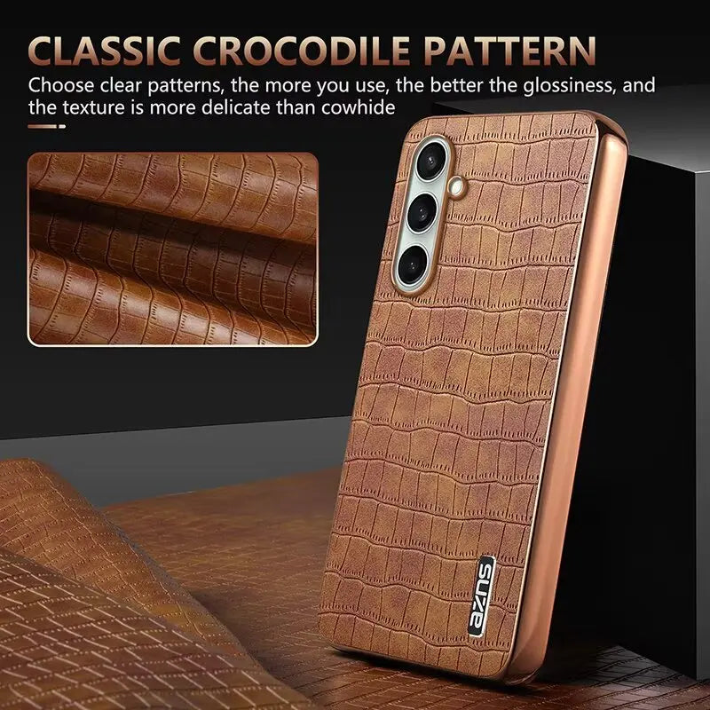 LuxEdge Shield – Plating Bumper Leather Case for Galaxy S Series