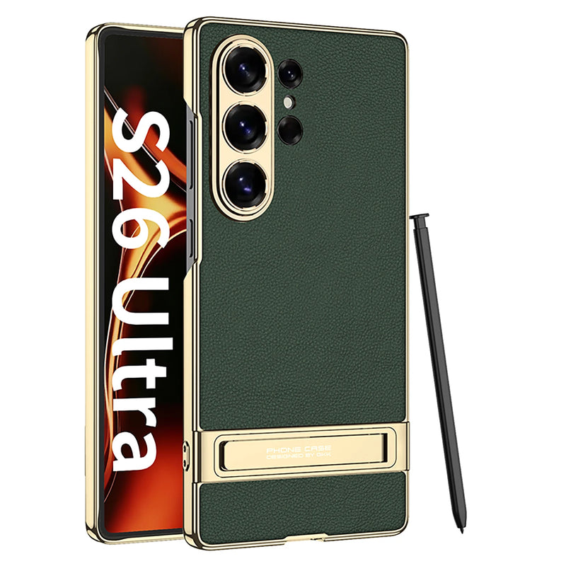 Samsung Galaxy S26 Ultra Leather Case Strap Holder Back Cover