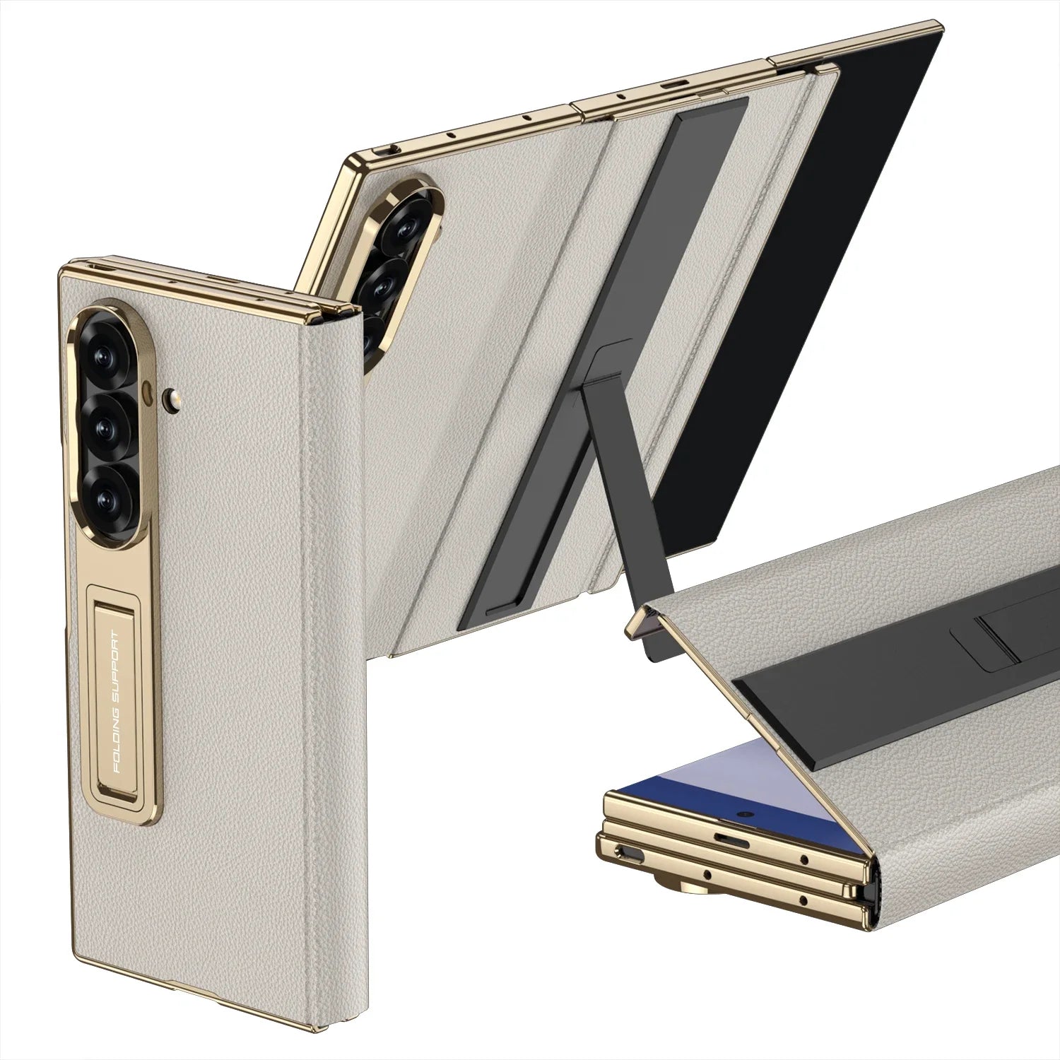 Samsung Galaxy Z TriFold Magnetic Leather Case with Hinge & Stand