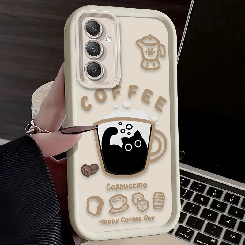 PurrLatte Case – Cute Coffee Cat Protective Cover for Samsung Galaxy S Series