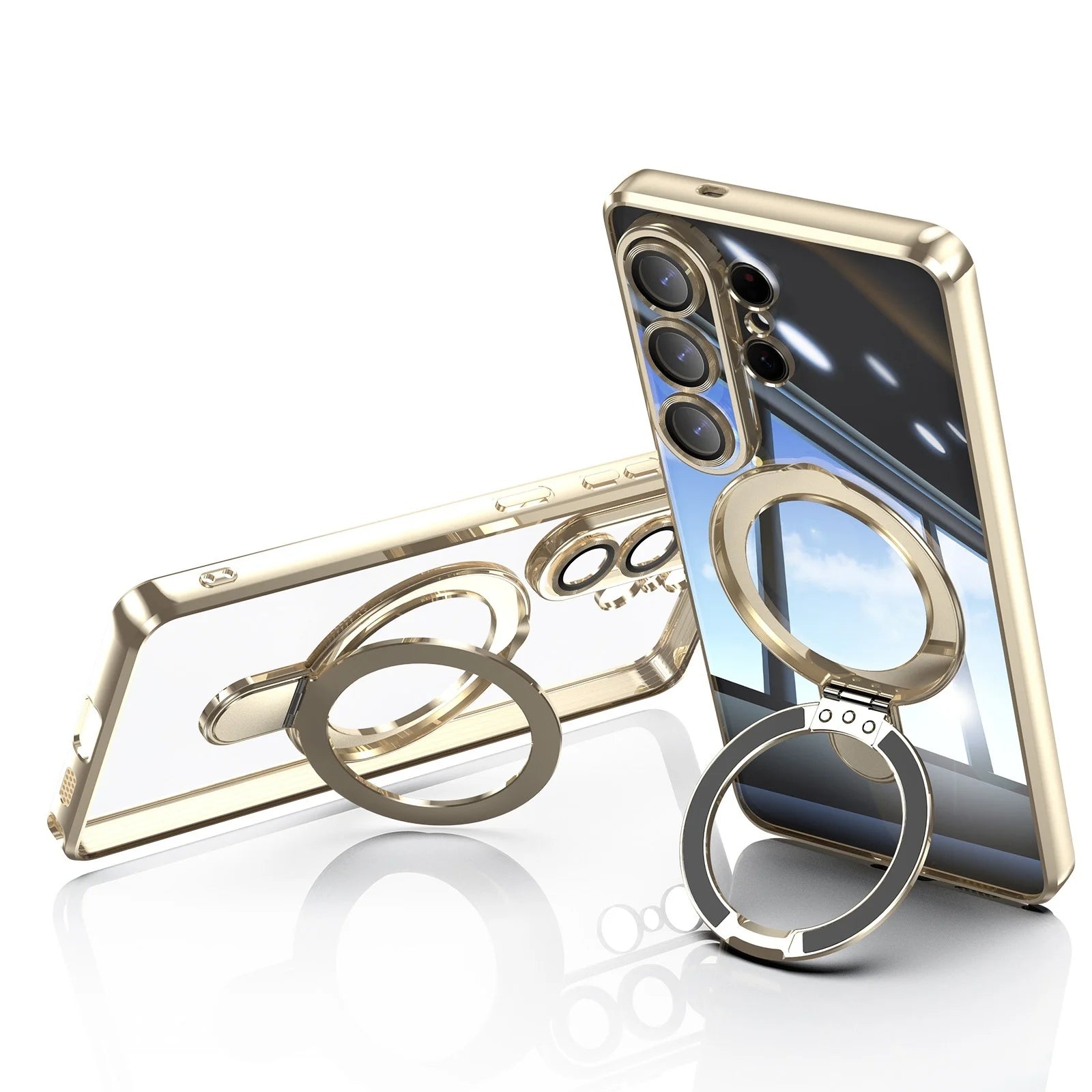 Samsung Galaxy S26 Ultra MagSafe Clear Case – Plated Ring Stand Cover