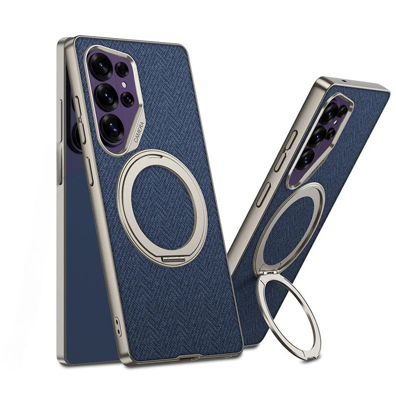 Samsung Galaxy S26 Ultra MagSafe Leather Case - Rotating Stand Back Cover - Odin case