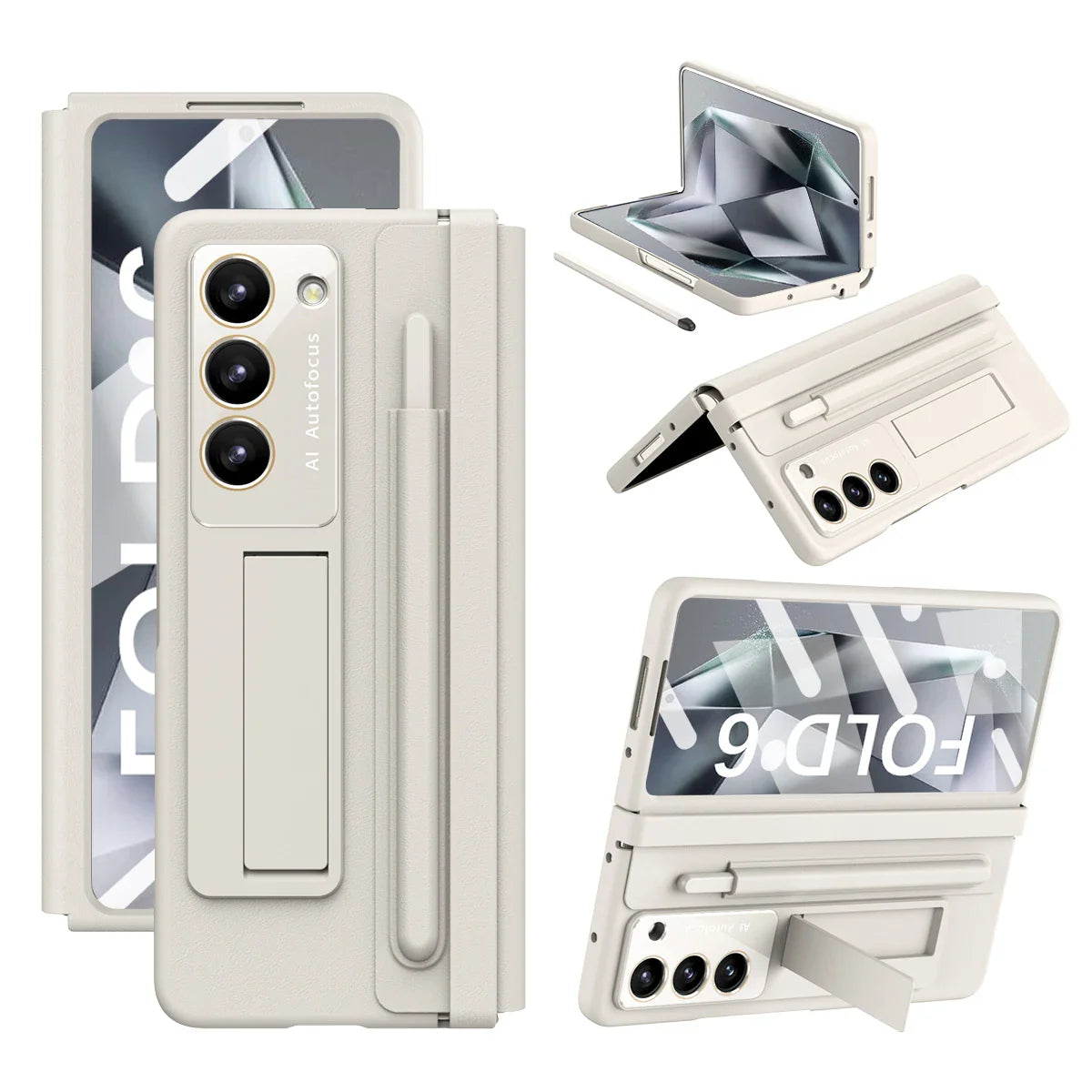 Leather Case with Stand and S-Pen Holder For Samsung Z Fold 6
