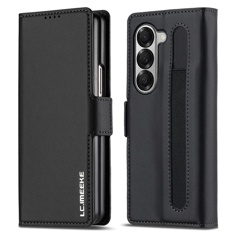 Leather Wallet Kickstand Case Galaxy Z Fold 6 Black Blue Brown Purple