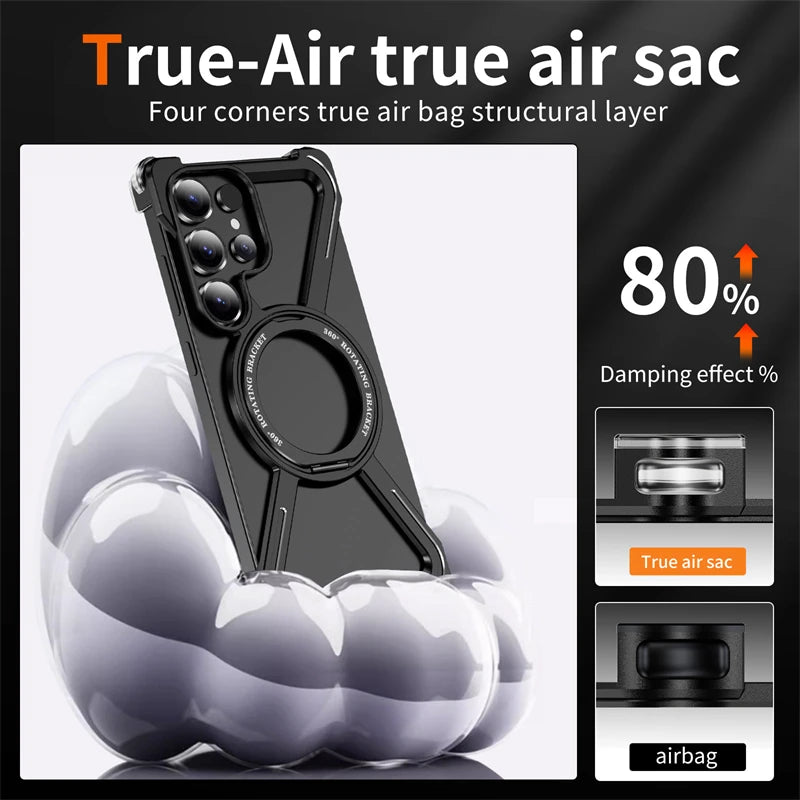 MagFrame 360 – Heavy-Duty Magnetic Aluminum Case with Rotating Stand for Galaxy S Ultra Series