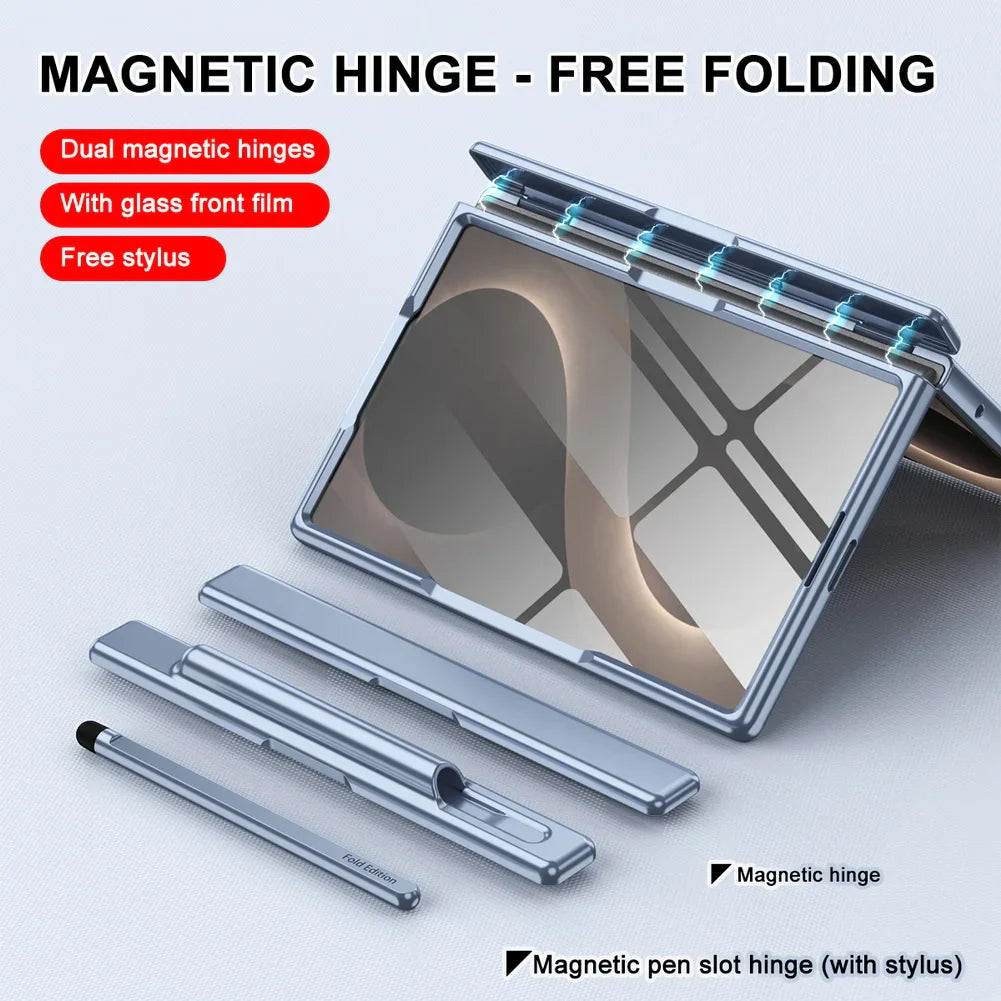 Magnetic Hinge Case with Glass & Stylus for Samsung Galaxy Z Fold 8