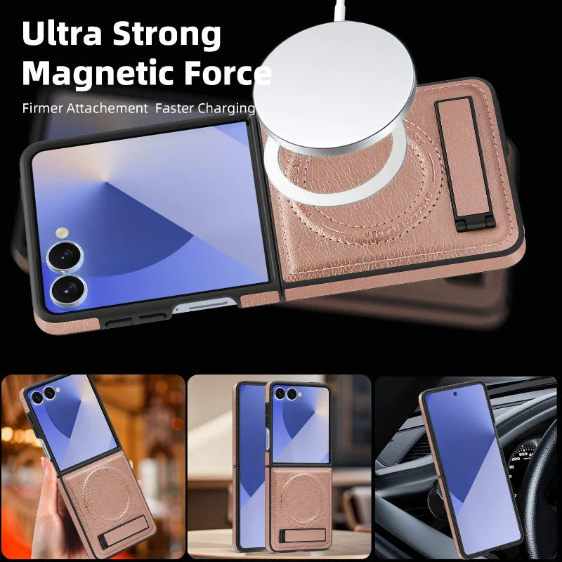 Leather MagSafe Stand Case for Z Flip Series