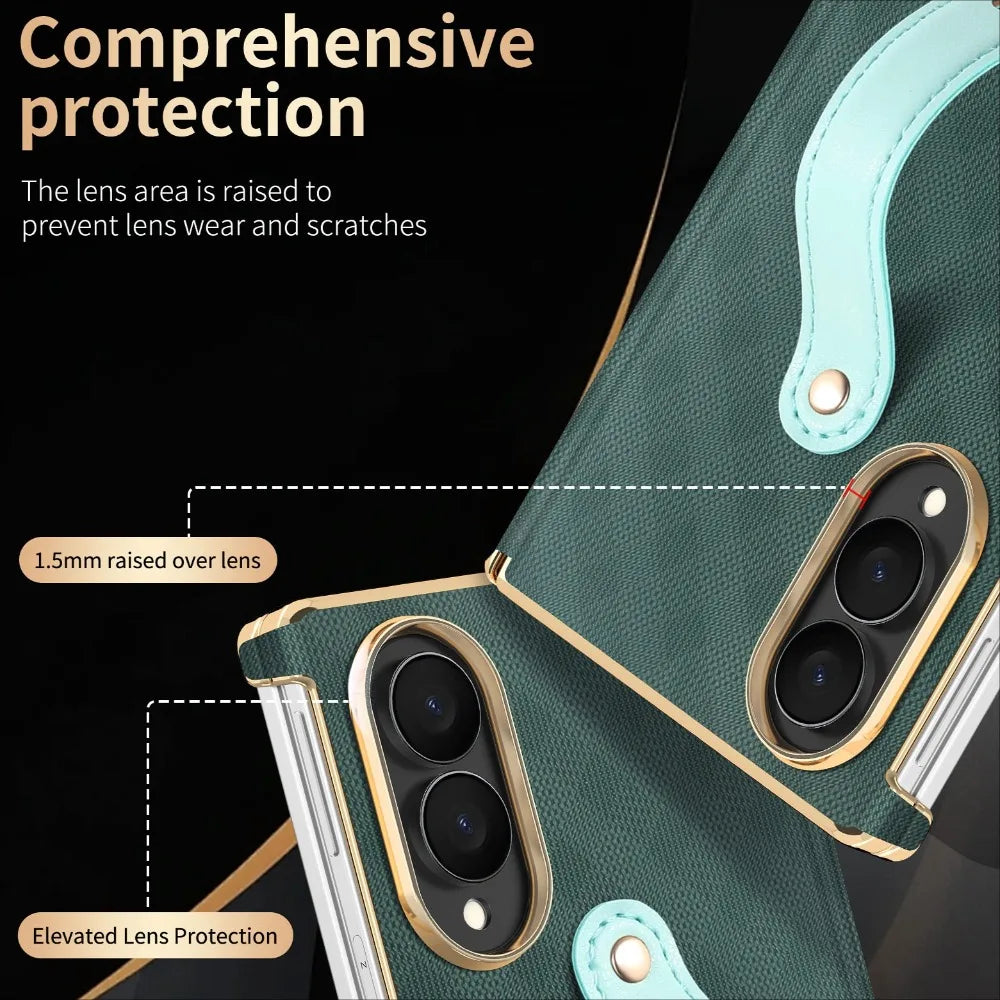 Samsung Galaxy Z Fold 8 Leather Wrist Strap Case