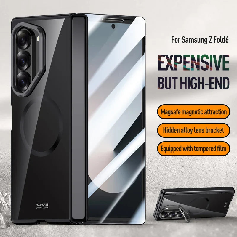 Crystal Clear Magnetic Case with Kickstand for Galaxy Z Fold 6