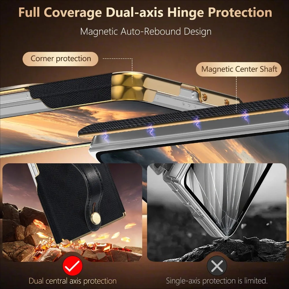 Samsung Galaxy Z Fold 8 Leather Wrist Strap Case