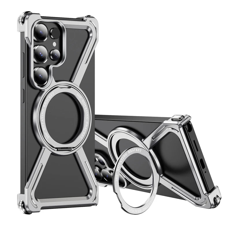 MagFrame 360 – Heavy-Duty Magnetic Aluminum Case with Rotating Stand for Galaxy S Ultra Series