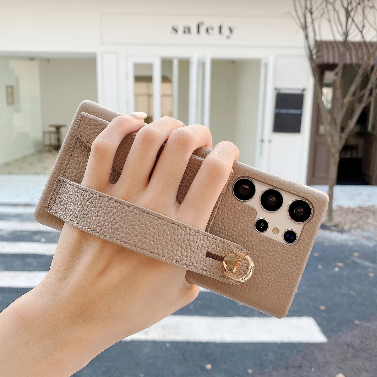 LuxStrap Wallet – PU Leather Wrist Strap Phone Case for Galaxy S Series