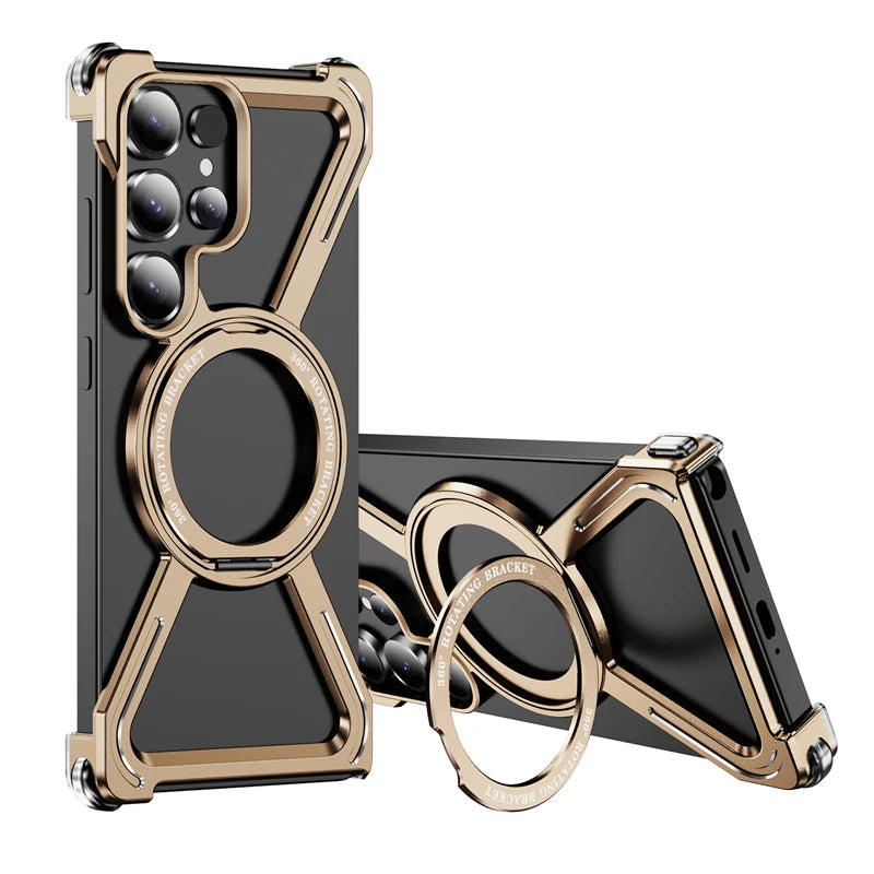 MagFrame 360 – Heavy-Duty Magnetic Aluminum Case with Rotating Stand for Galaxy S Ultra Series