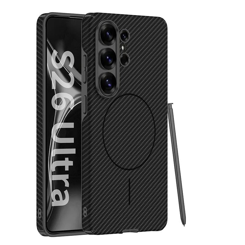 Samsung Galaxy S26 Ultra MagSafe Leather Case – Plated Lens Frame Cover