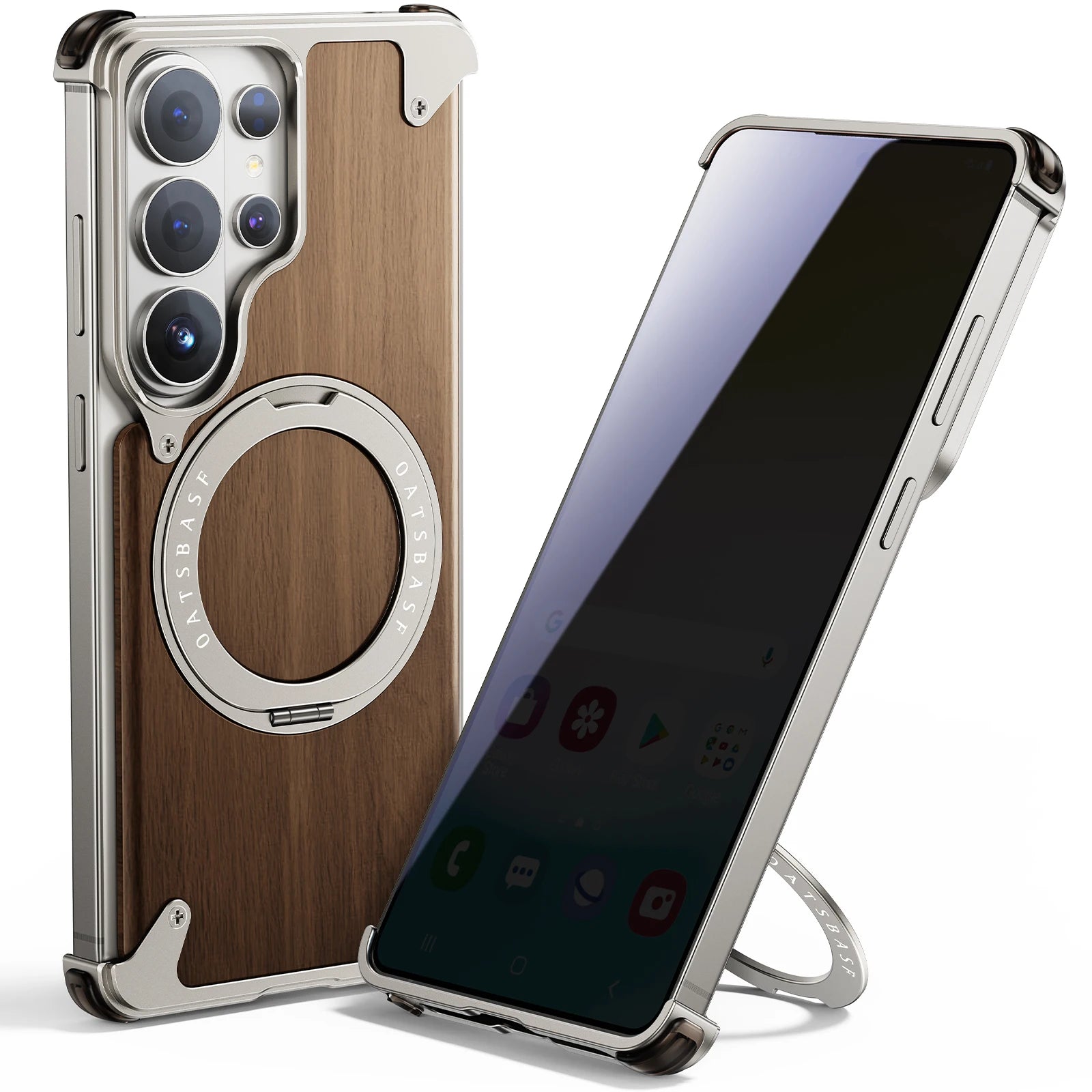 Samsung Galaxy S26 Ultra MagSafe Wood Case – 360° Ring Stand Cover