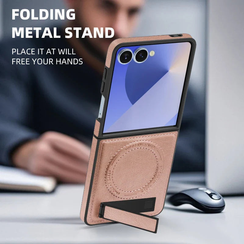 Leather MagSafe Stand Case for Z Flip Series