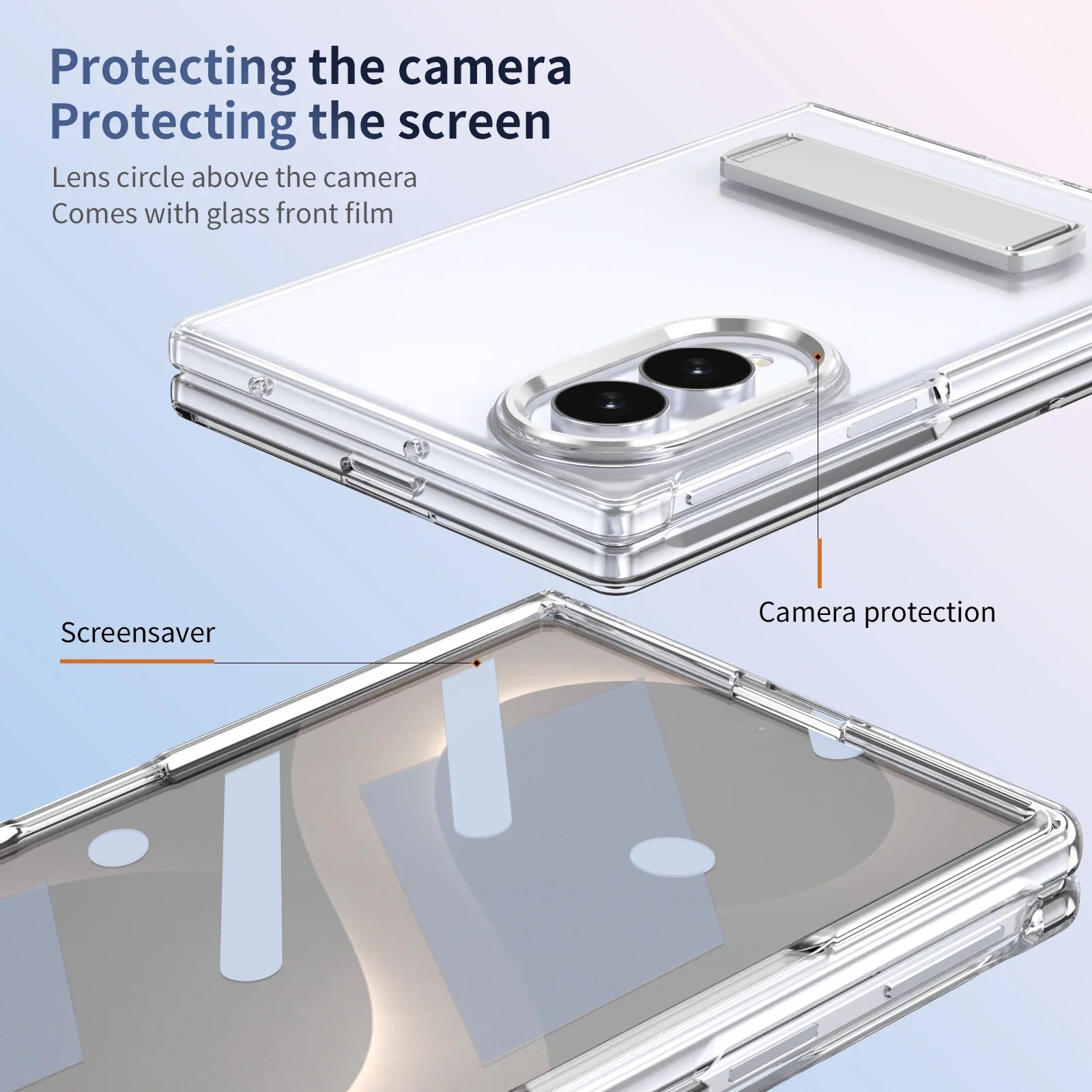 Transparent Stand Case with Screen Protection for Samsung Galaxy Z Fold 8