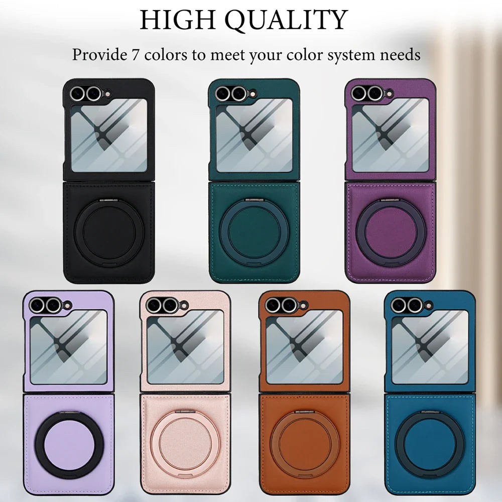 MagSafe Leather Ring Case with Screen Protector for Z Flip Series