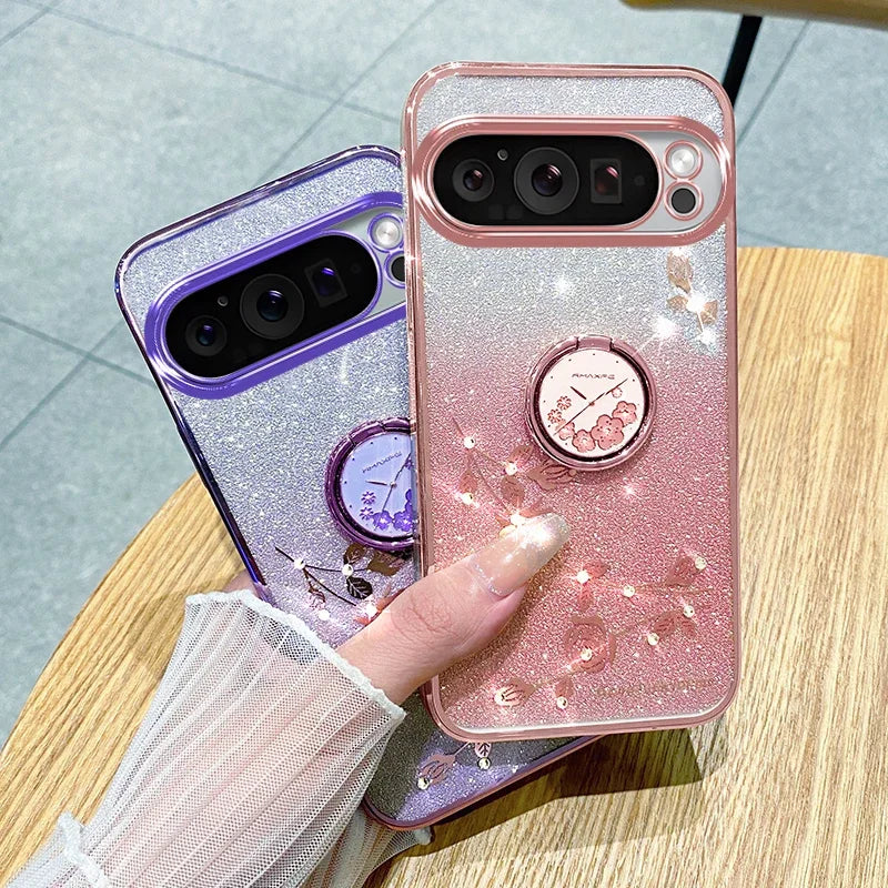 Luxury Diamond Ring Holder Case For Google Pixel 9 Series