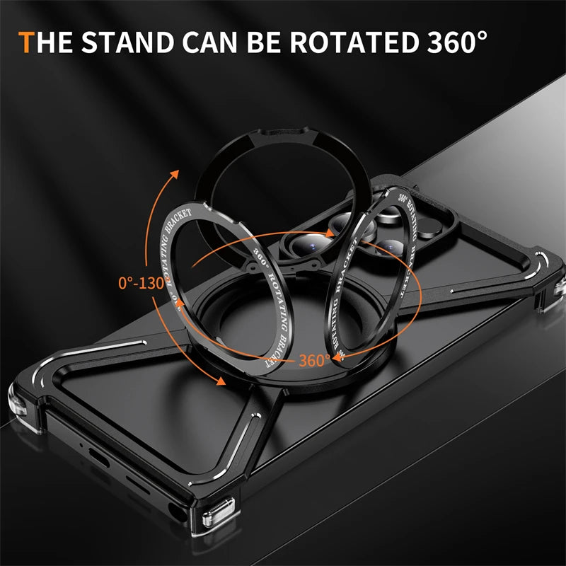 MagFrame 360 – Heavy-Duty Magnetic Aluminum Case with Rotating Stand for Galaxy S Ultra Series
