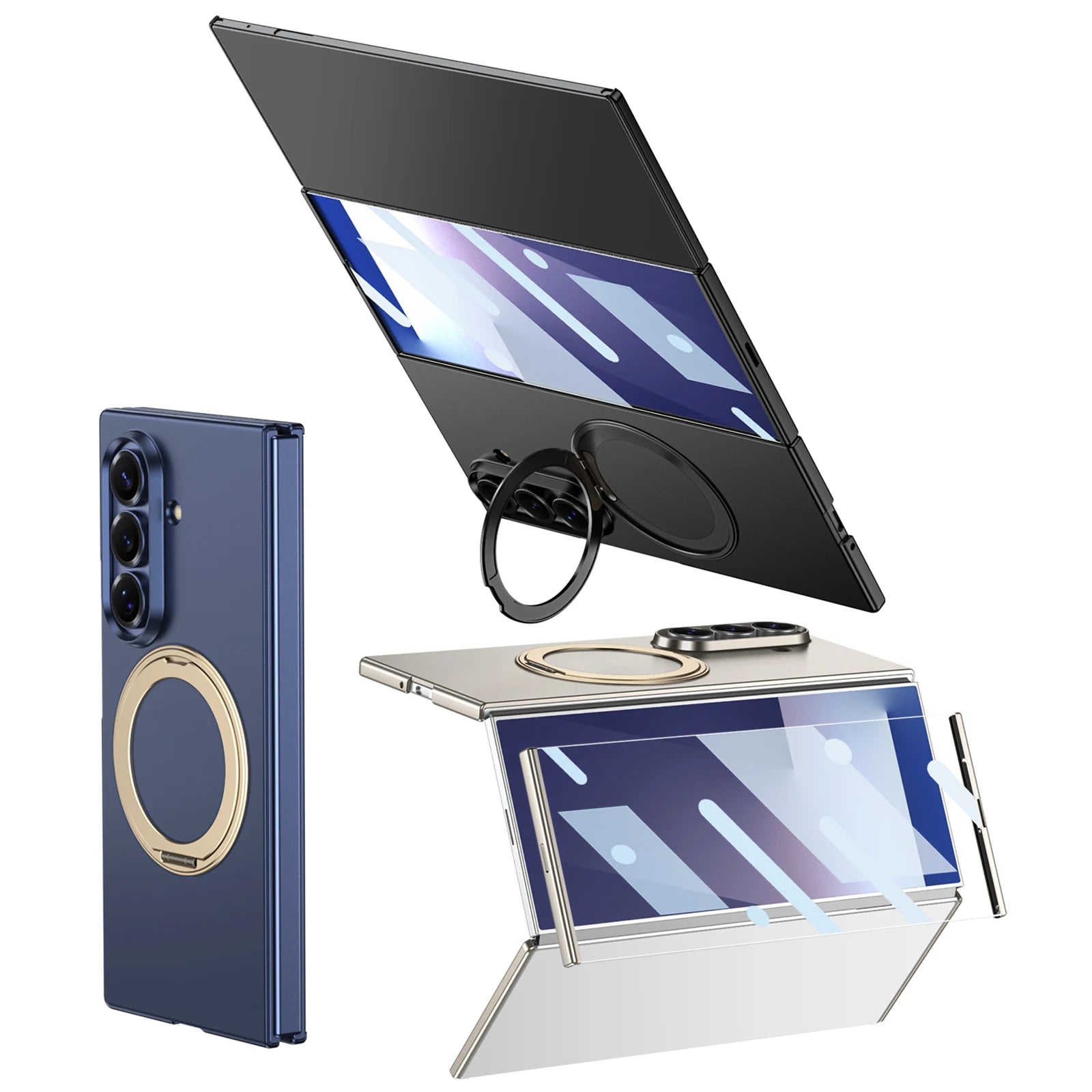 Samsung Galaxy Z TriFold Magnetic Ring Holder Case – Glass Cover
