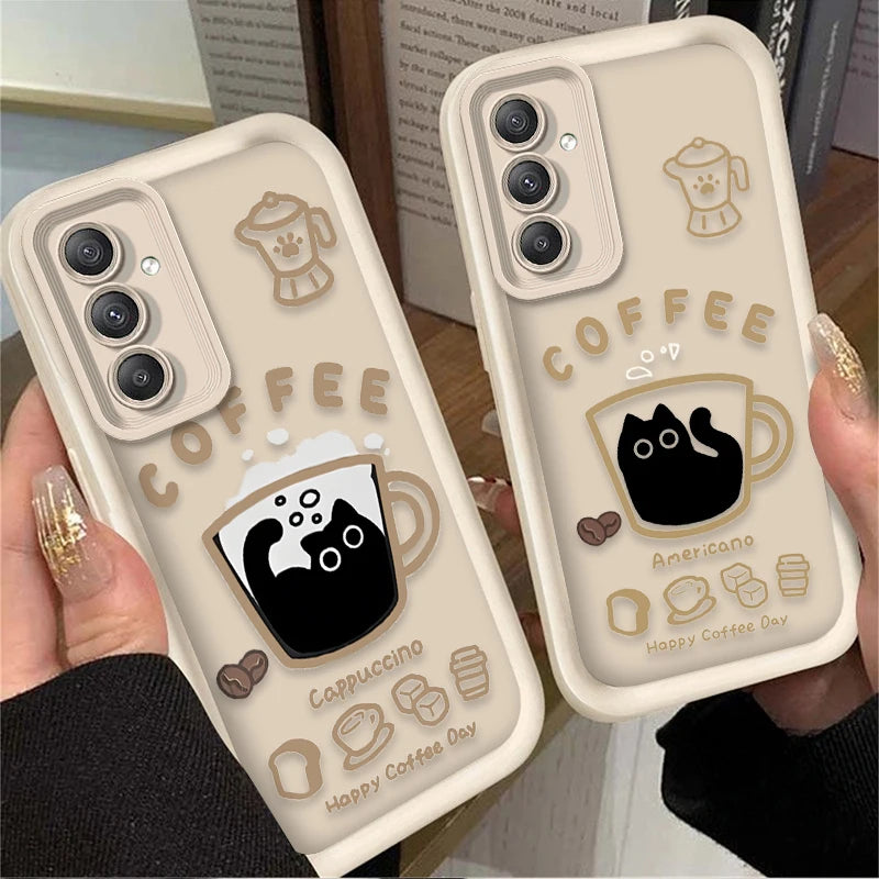 PurrLatte Case – Cute Coffee Cat Protective Cover for Samsung Galaxy S Series
