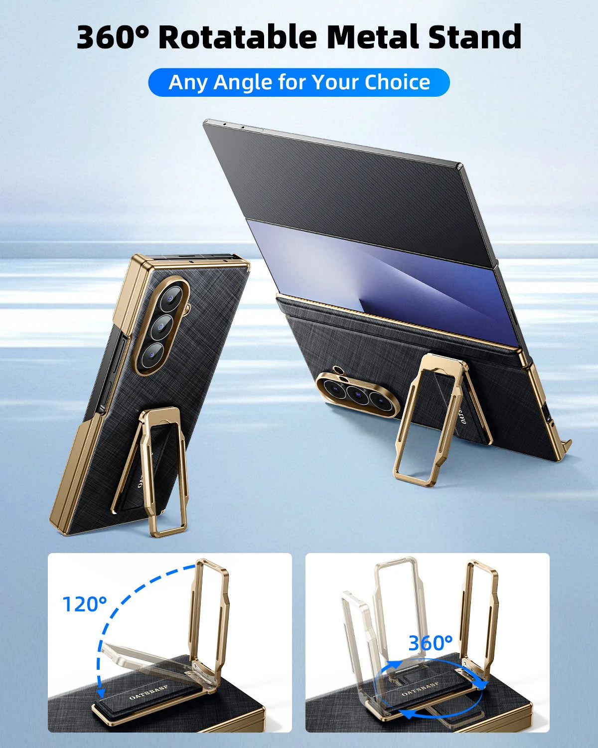 Samsung Galaxy Z TriFold Leather Case with Rotating Stand – Slim Cover