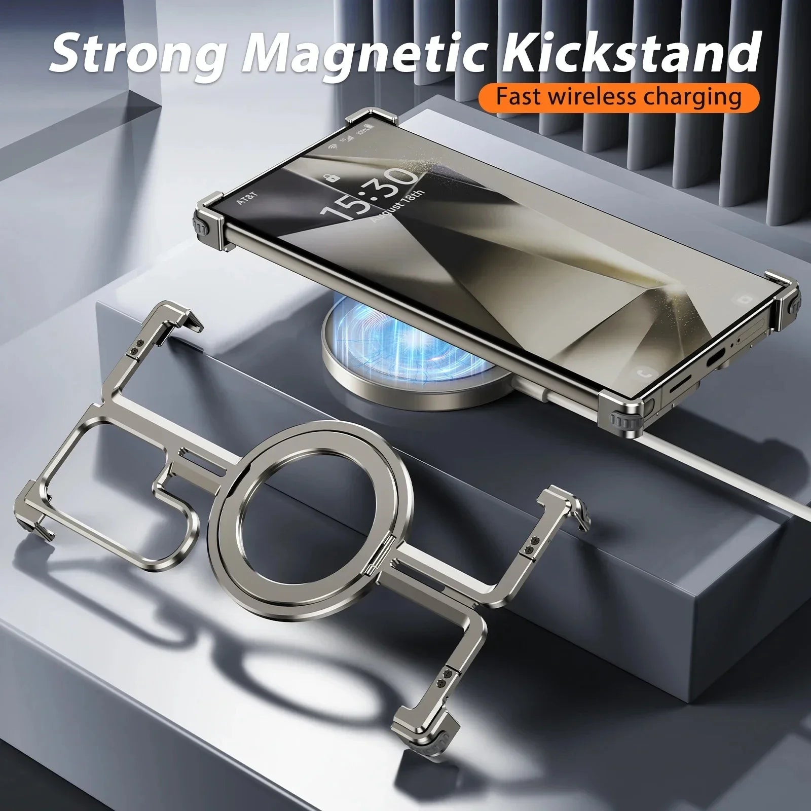 Luxury Metal Magsafe Case Stand For Samsung Galaxy S24 Series