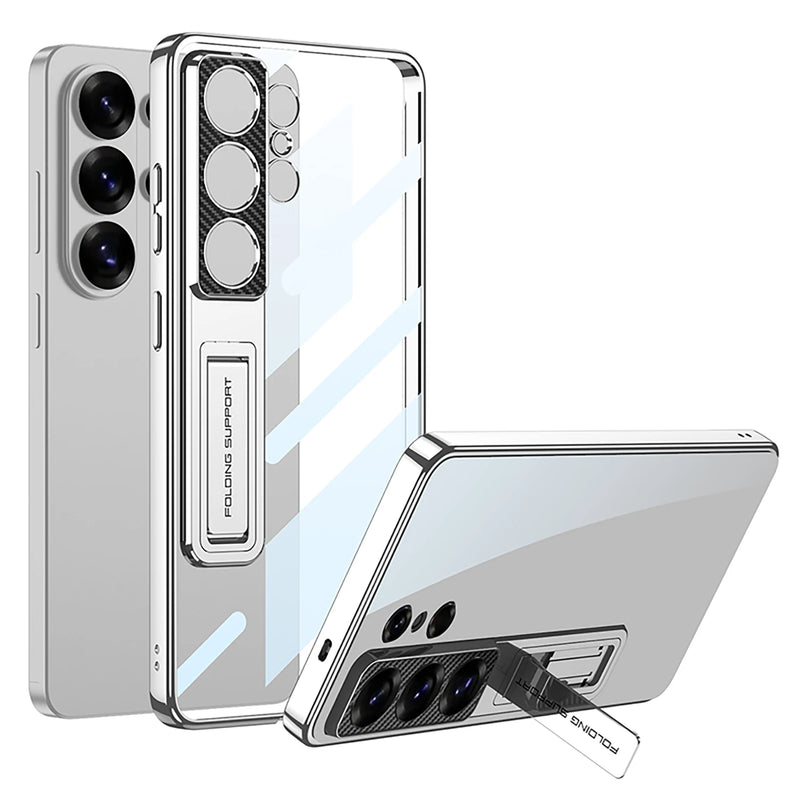 Samsung Galaxy S26 Ultra Ultra Thin Clear Case Electroplated Folding Stand