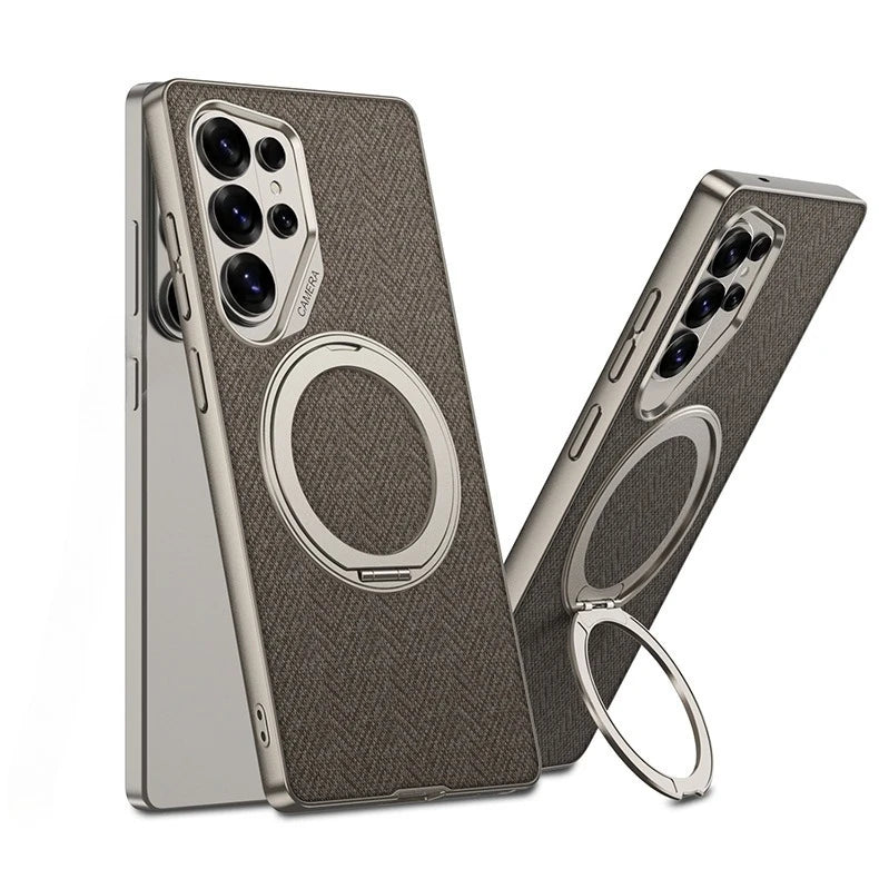 Samsung Galaxy S26 Ultra MagSafe Leather Case - Rotating Stand Back Cover - Odin case