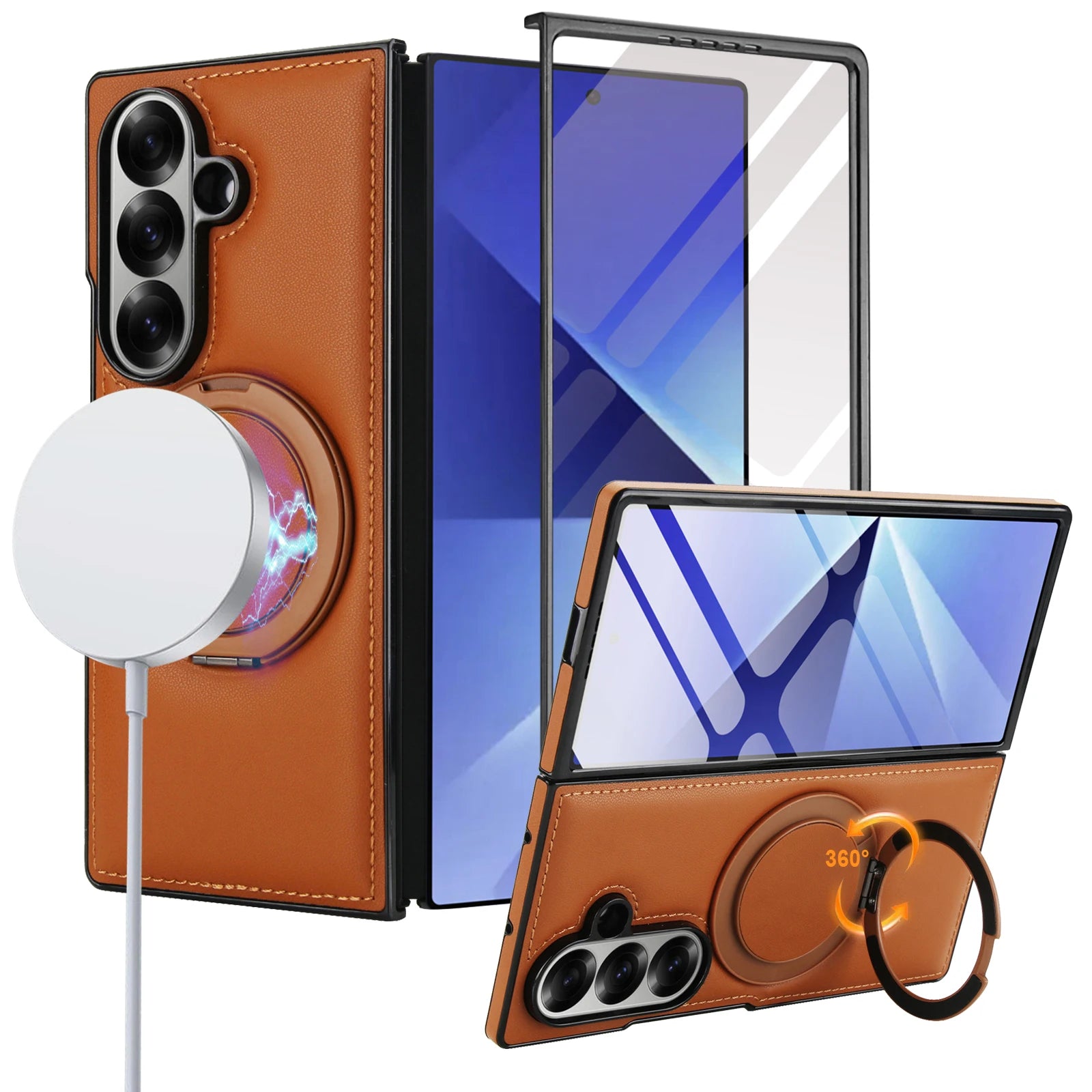 Magsafe Leather Stand Case for Galaxy Z Fold Phone Series