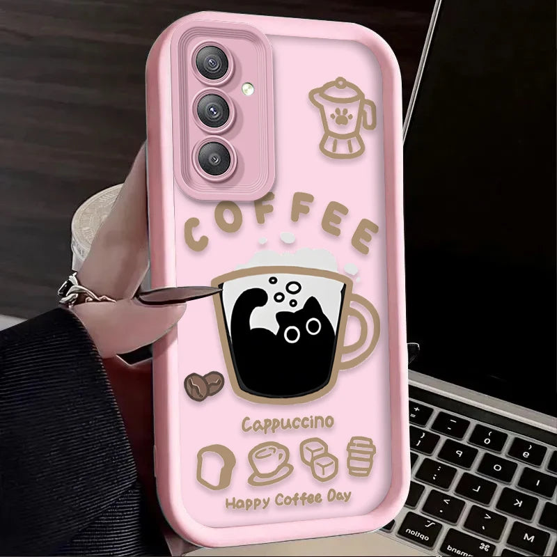 PurrLatte Case – Cute Coffee Cat Protective Cover for Samsung Galaxy S Series