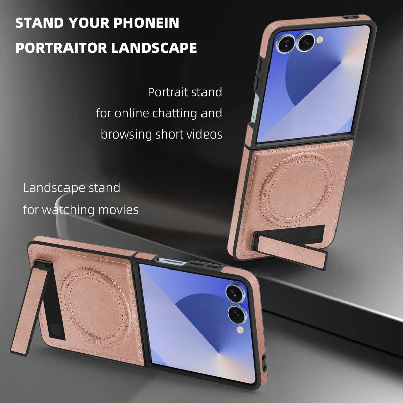 Leather MagSafe Stand Case for Z Flip Series