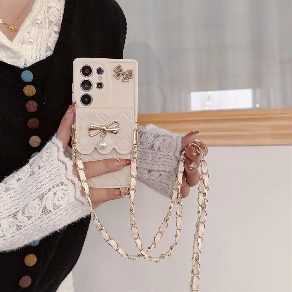 CharmBow Crossbody – 3D Bowknot Wallet Phone Case for Galaxy S Series