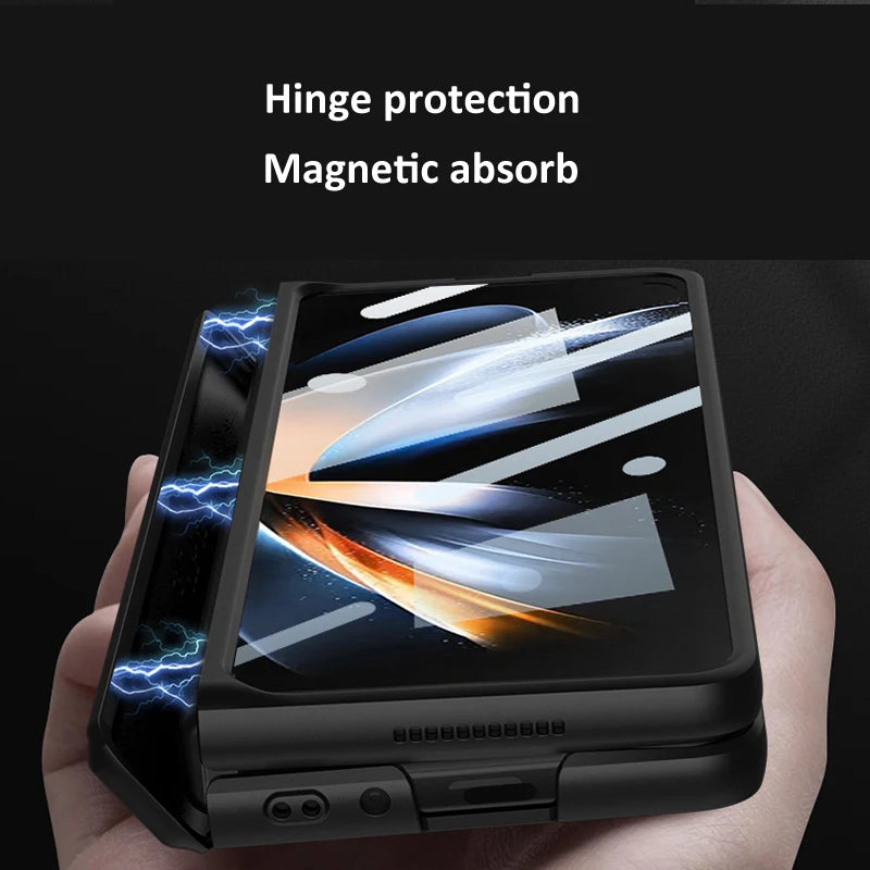 Magnetic Hinge Case with Tempered Glass for Samsung Galaxy Z Fold 6