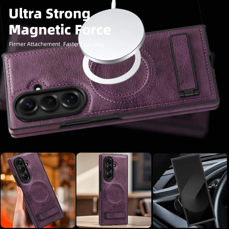 FoldLux Pro – Leather MagSafe Kickstand Case for Galaxy Z Fold