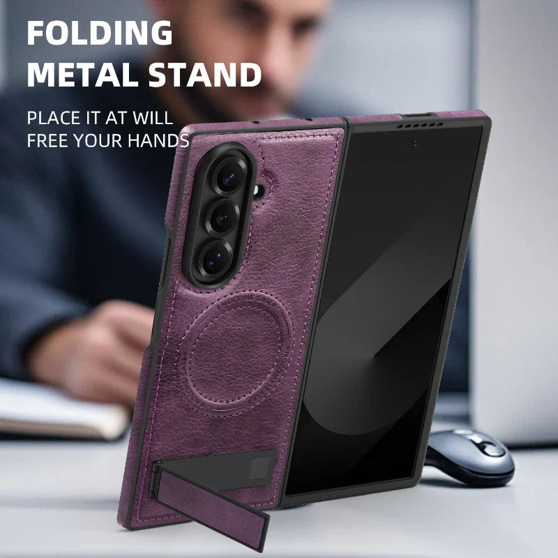 FoldLux Pro – Leather MagSafe Kickstand Case for Galaxy Z Fold