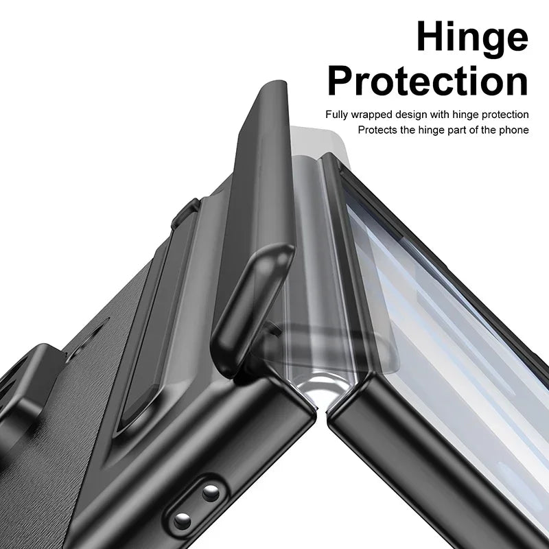 Slim Leather Stylus Shield Case with Screen Protection for Samsung Galaxy Z Fold 8 Ultra