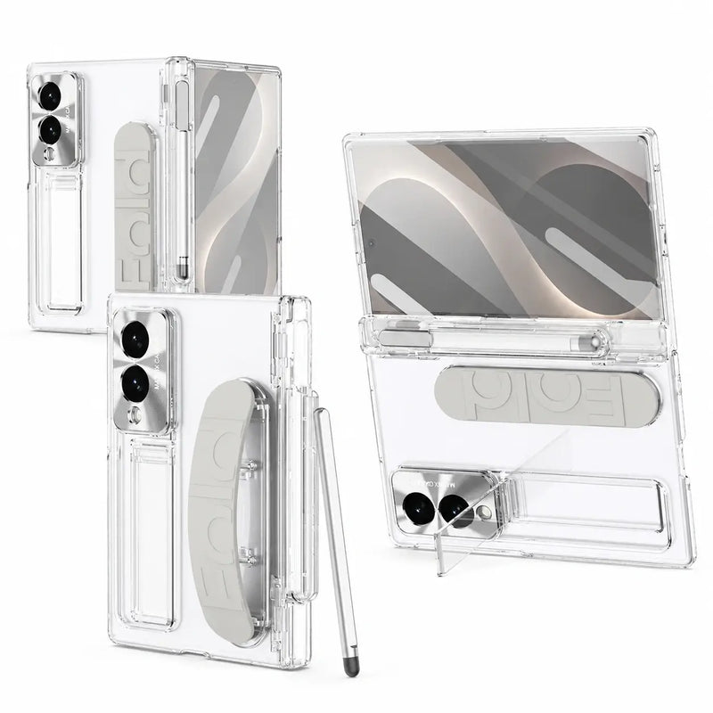Wristband Kickstand Case with S Pen Holder for Samsung Galaxy Z Fold 8 in Clear