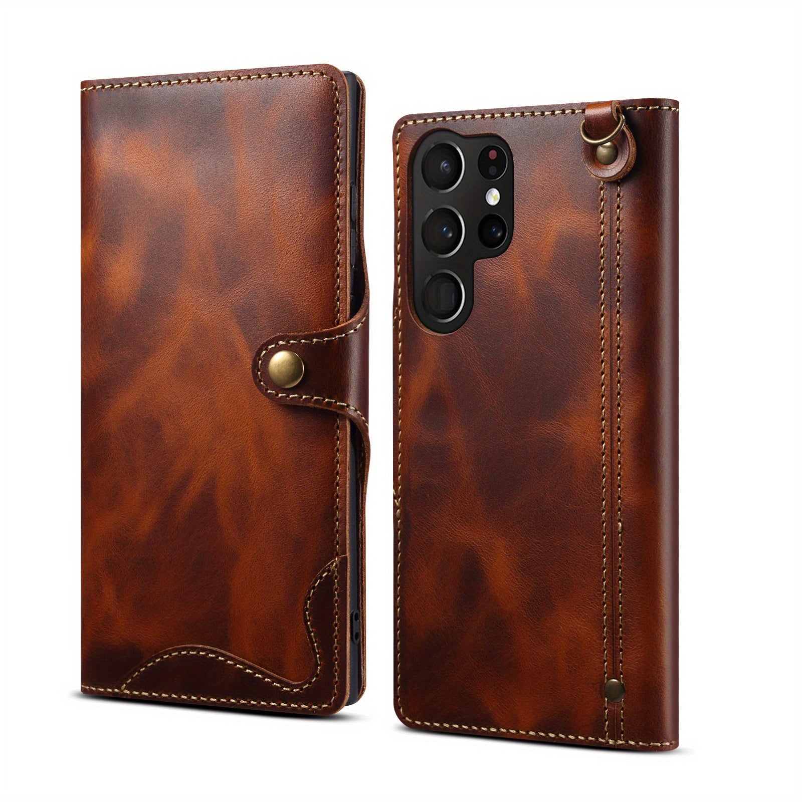 Denior Prestige – Oil-Wax Leather Wallet Case for Galaxy S Series