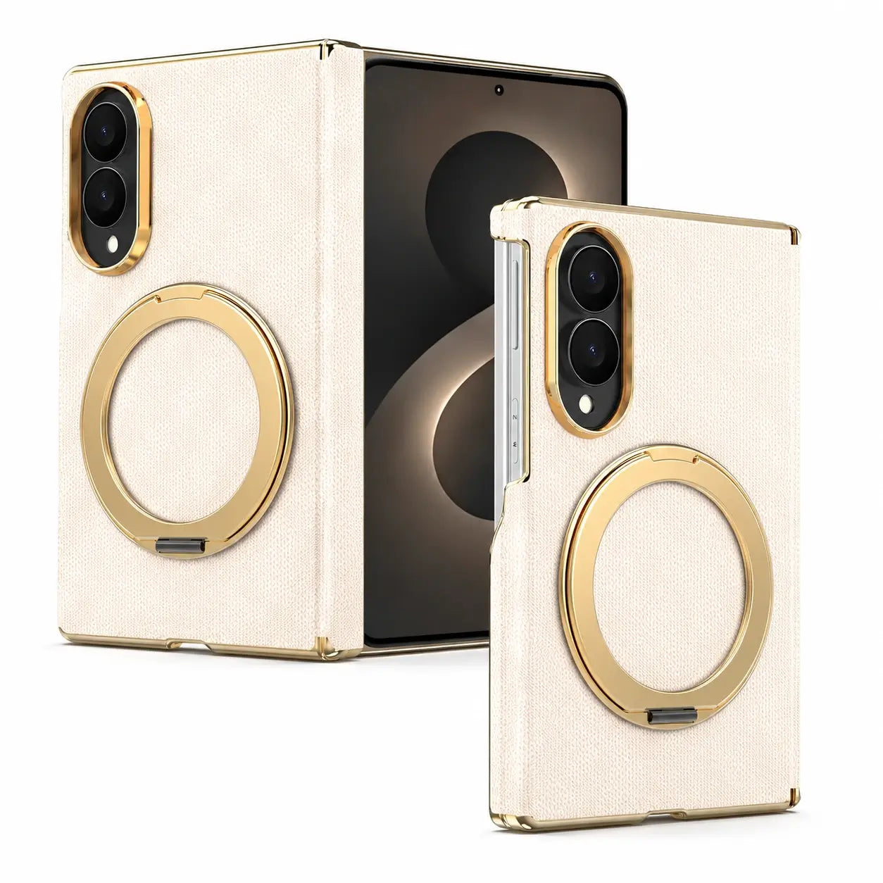 Samsung Galaxy Z Fold 8 Luxury Leather Ring Stand Case