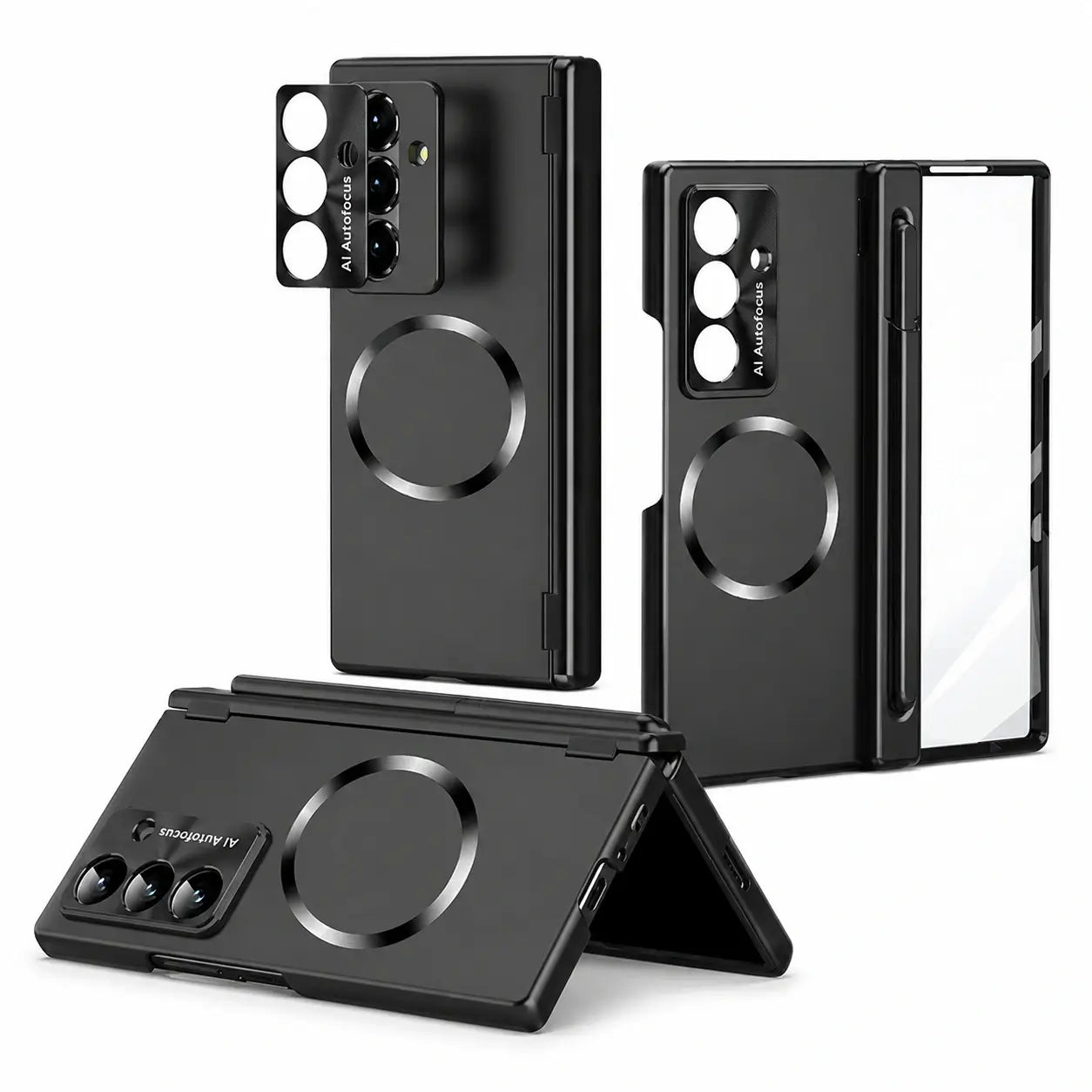 Magnetic Hinge Case with Glass & Stylus for Samsung Galaxy Z Fold 8