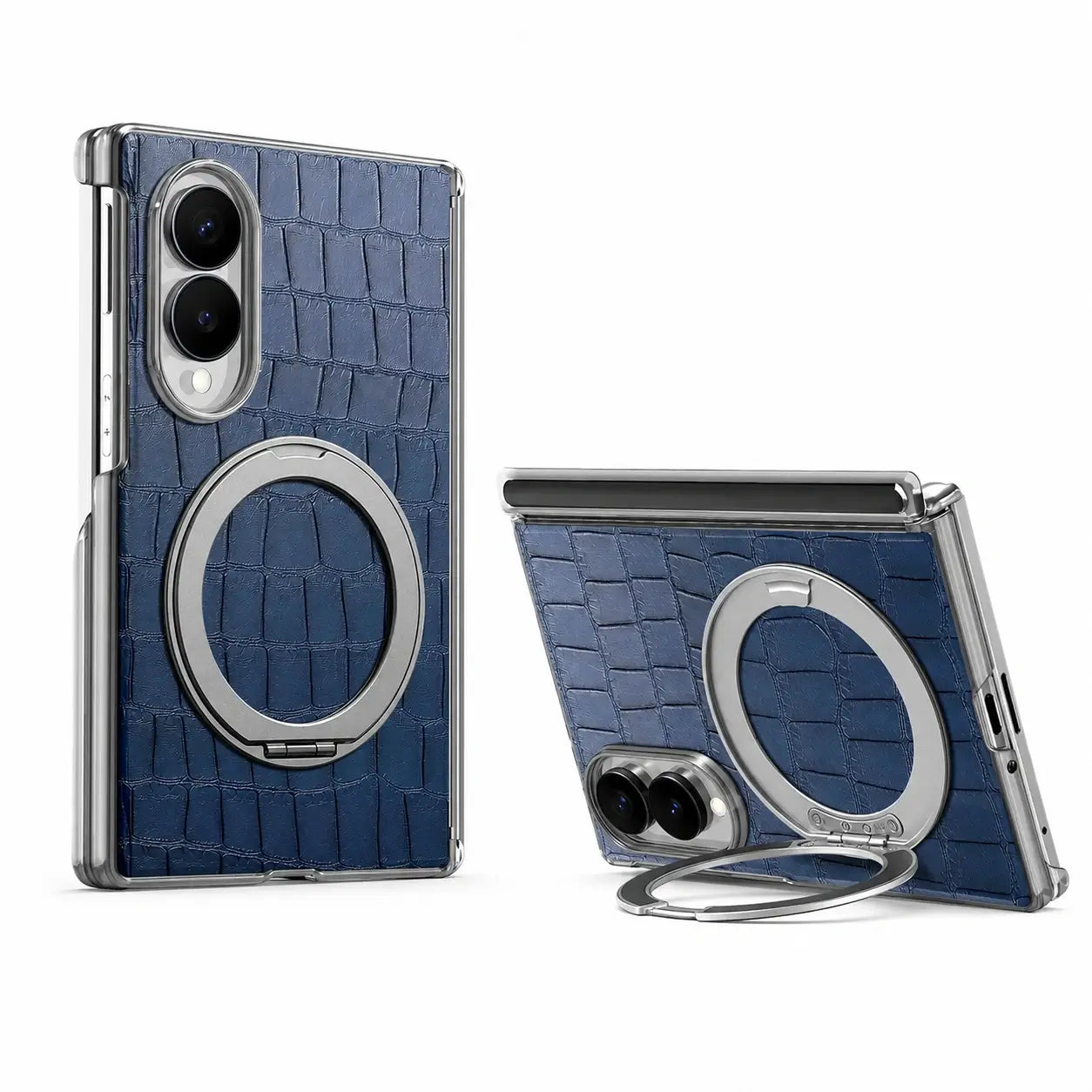Samsung Galaxy Z Fold 8 Textured Leather Ring Stand Case