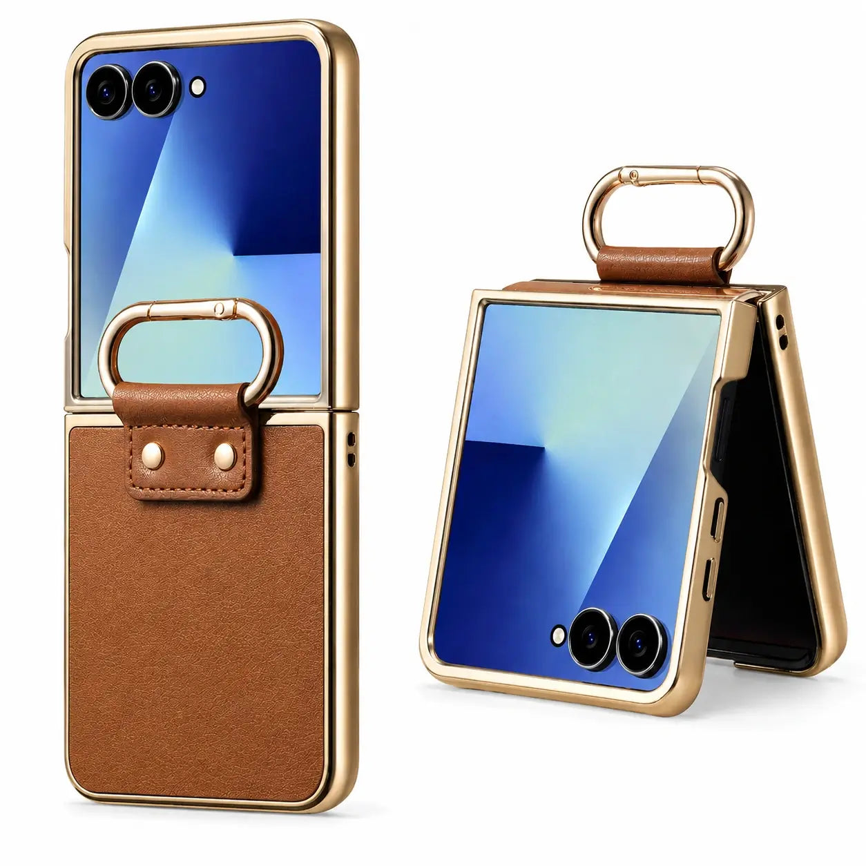 Samsung Galaxy Z Flip 8 Luxury Leather Ring Holder Case