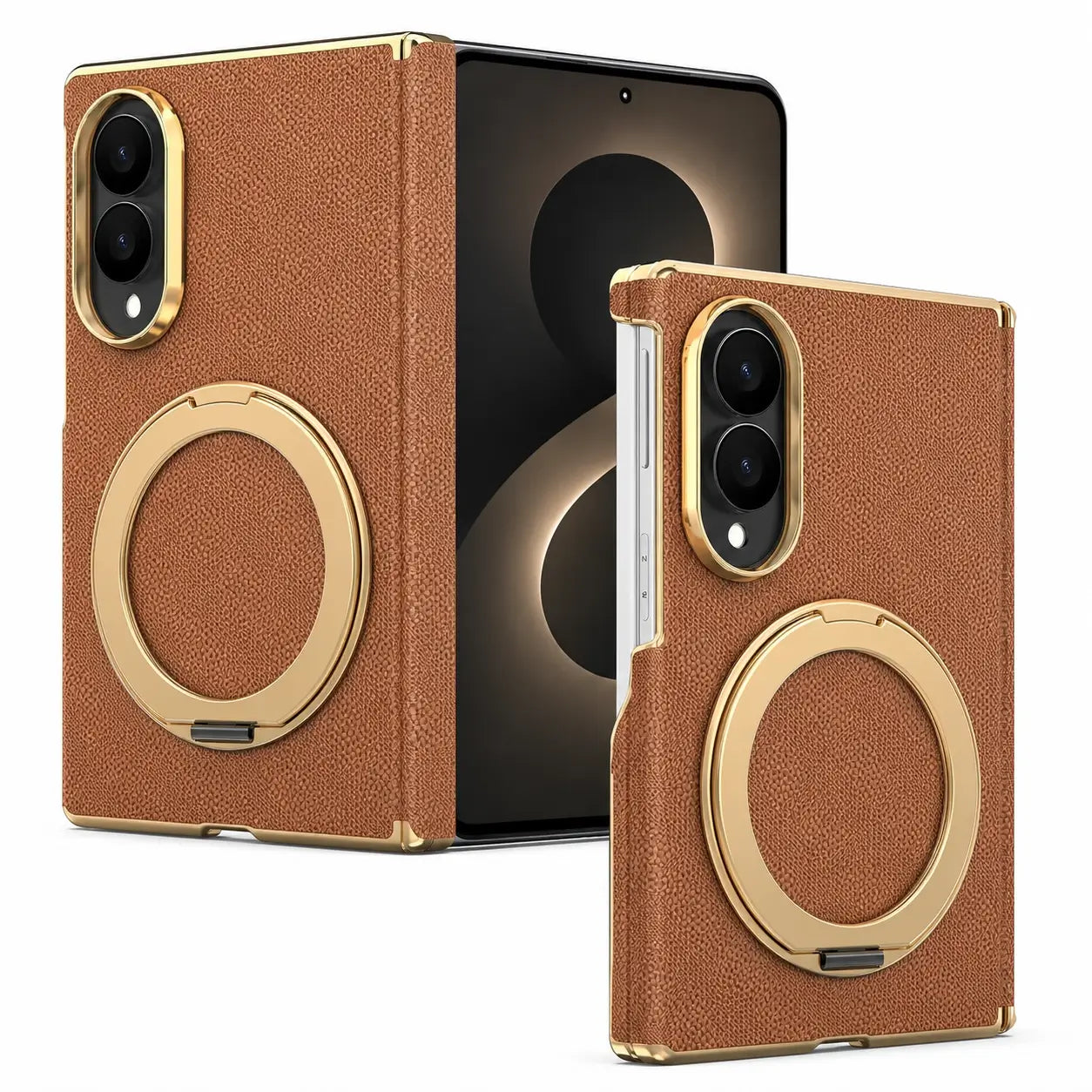 Samsung Galaxy Z Fold 8 Luxury Leather Ring Stand Case