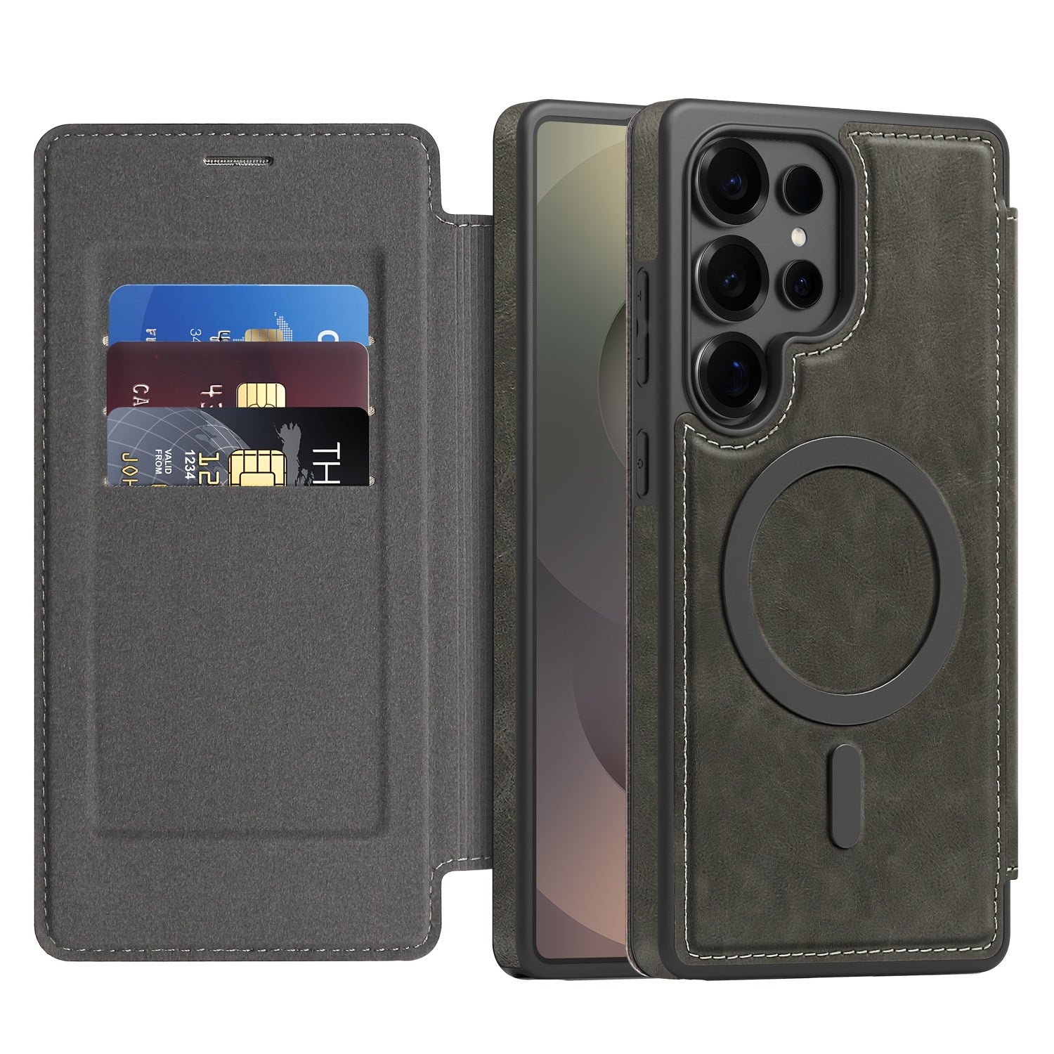 Magnetic Flip Card Holder Case for Galaxy S Series