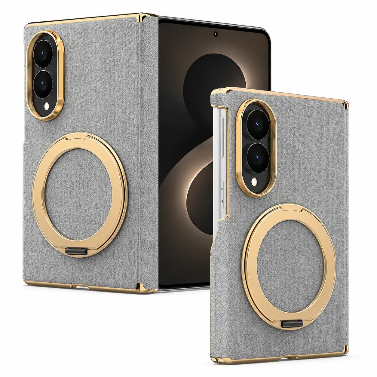 Samsung Galaxy Z Fold 8 Luxury Leather Ring Stand Case