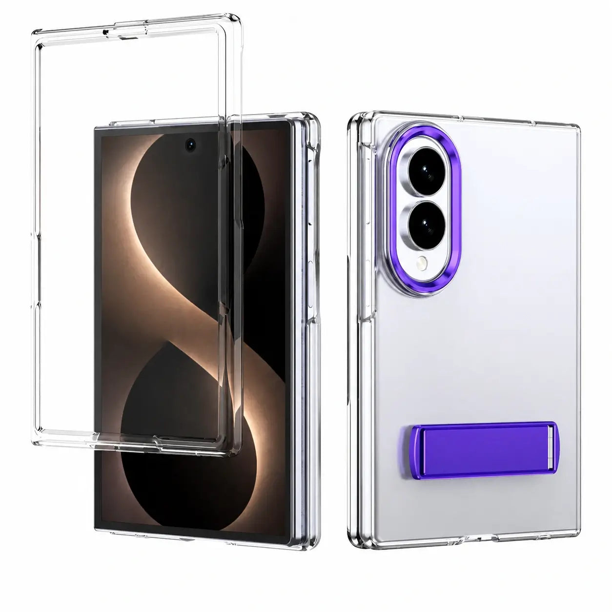 Transparent Stand Case with Screen Protection for Samsung Galaxy Z Fold 8