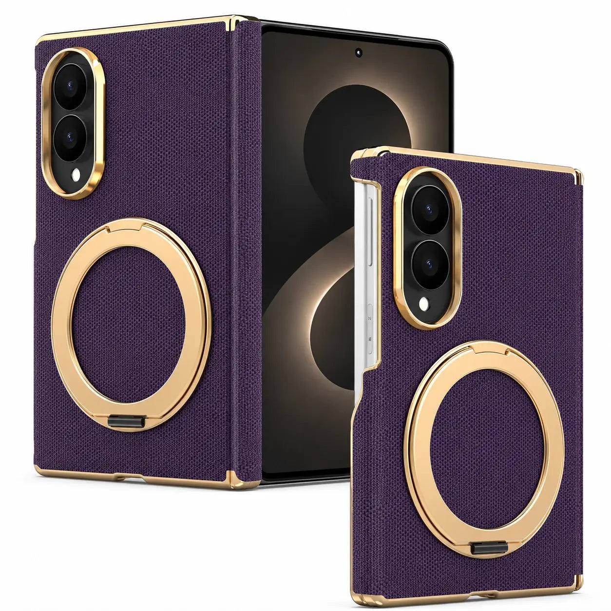 Samsung Galaxy Z Fold 8 Luxury Leather Ring Stand Case